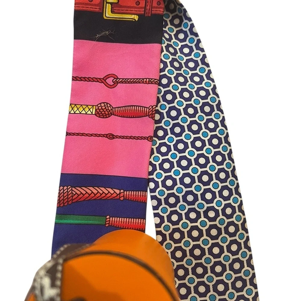 Hermes Clic Clac Cannage Silk Twilly Scarf